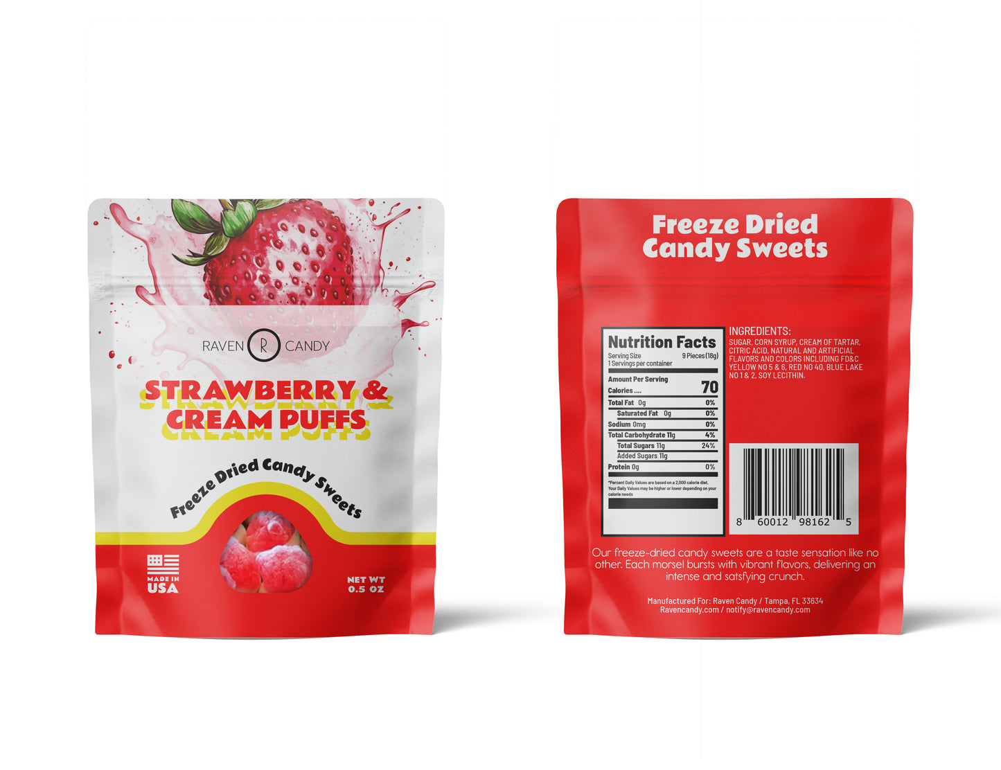 Raven Candy Strawberry & Cream Puffs .5oz
