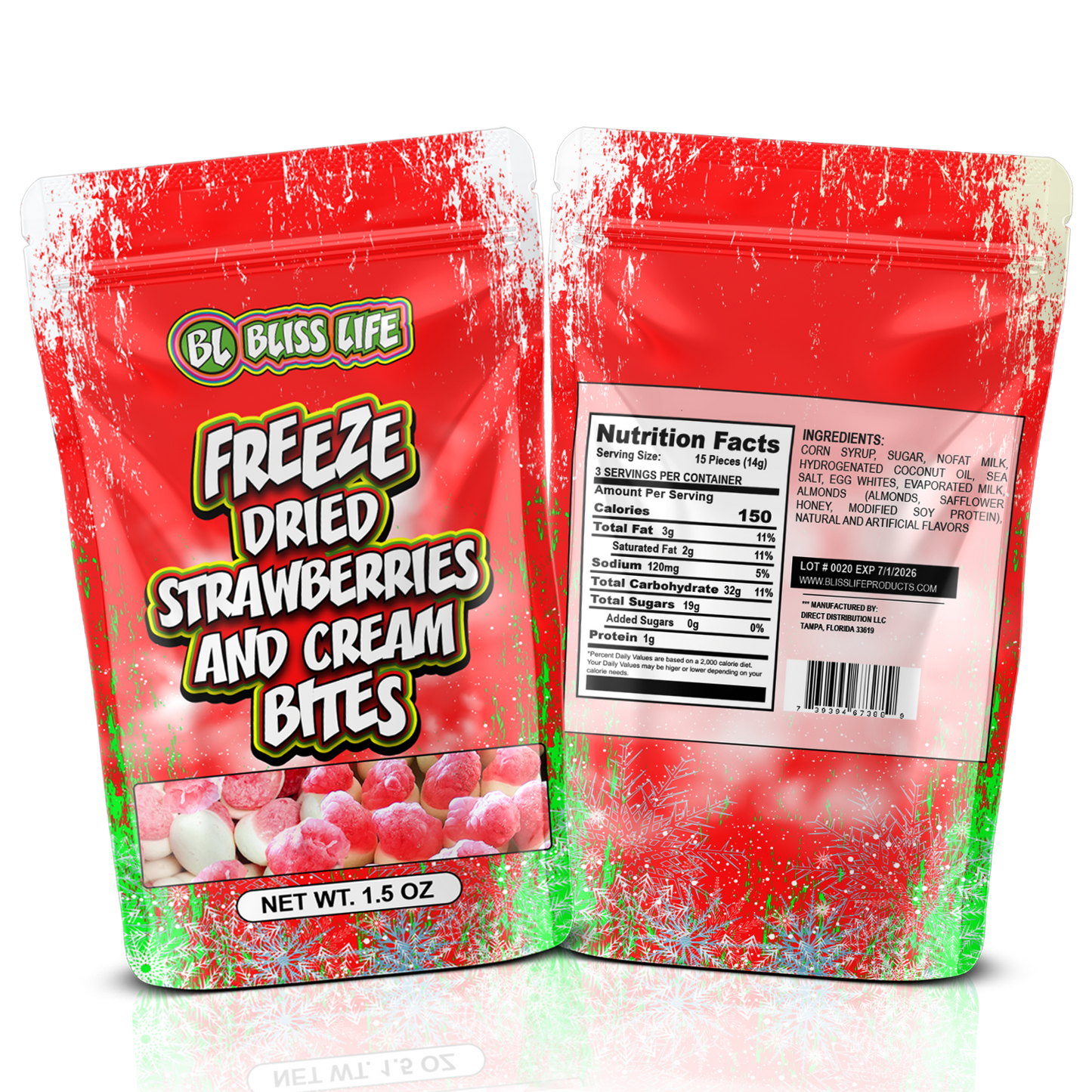 Bliss Life Strawberries and Cream Freeze Dried Candy Bites 1.5 oz