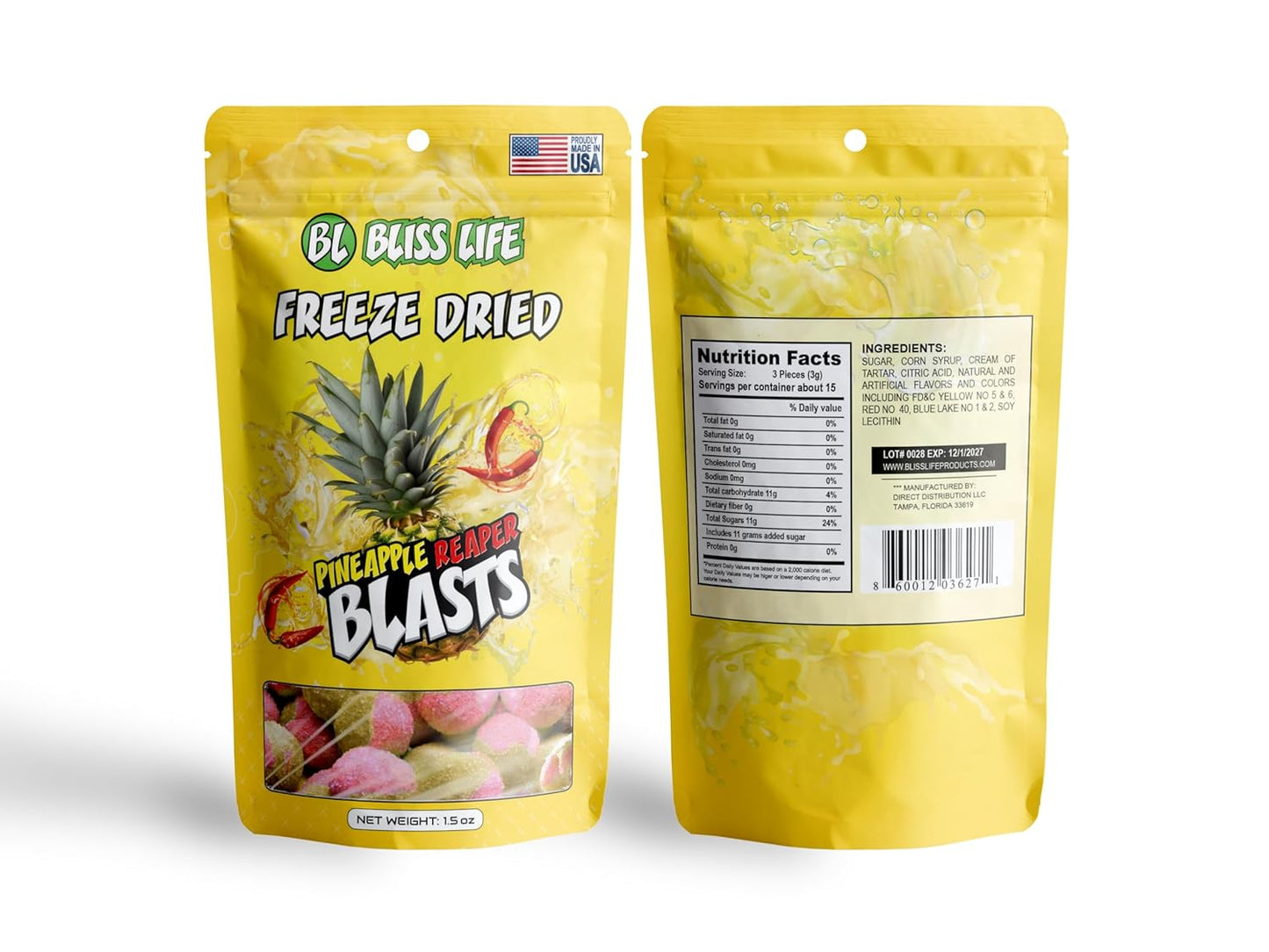 Bliss Life Pineapple Reaper Blasts Freeze Dried Candy 1.5 oz