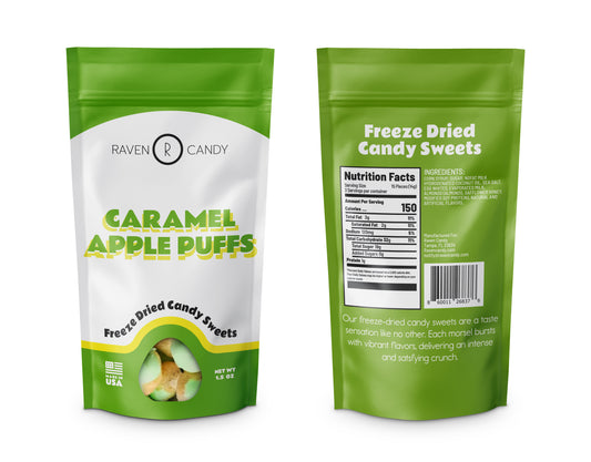 Raven Candy Caramel Apple Puffs Freeze Dried Candy 1.5 oz