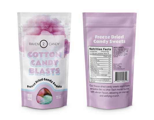 Raven Candy Cotton Candy Blasts Freeze Dried Candy 1.5 oz