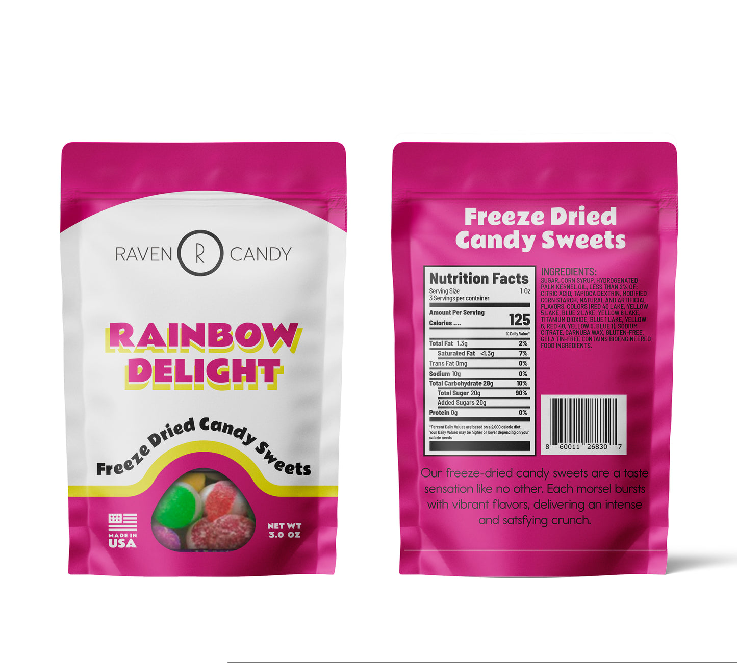 Raven Candy Rainbow Delight Freeze Dried Candy 3 oz