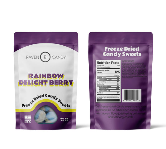 Raven Candy Rainbow Delight Berry Freeze Dried Candy 3 oz