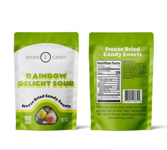 Raven Candy Rainbow Delight Sour Freeze Dried Candy 3 oz